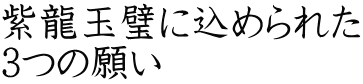 紫龍玉璧に込められた 3つの願い